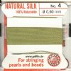2 Meters of #4 Jade Griffin Silk Cord with Fixed Needle